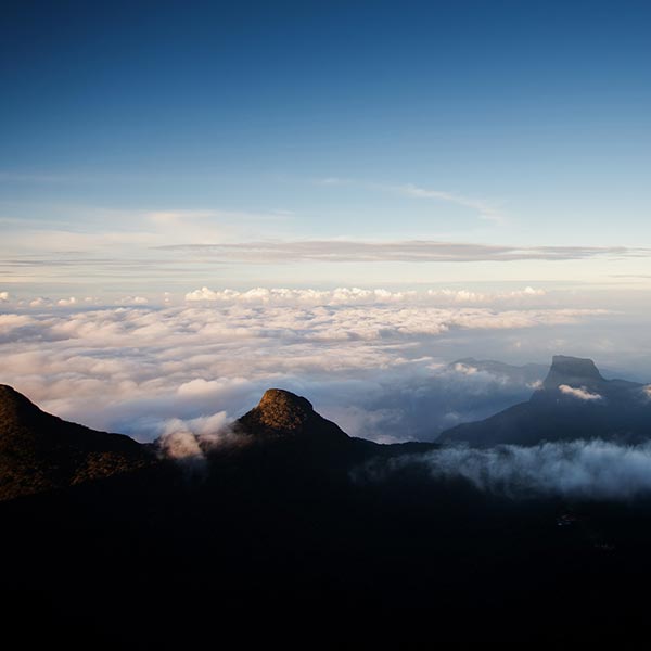 Scenic view of the Adam's Peak from the clouds 
