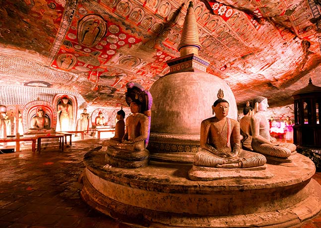 Dagaba and the Buddha Statues at the Dambulla Cave Temple