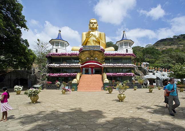 Outside the entrance to the Dambulla Cave Temple & museum