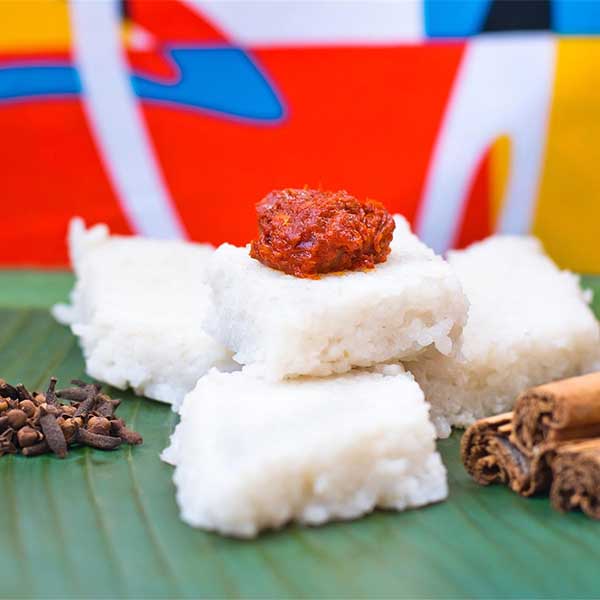 Milk Rice with Sambol and Cinnamon beside it