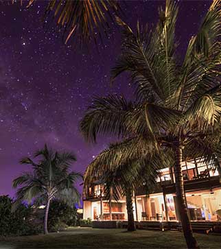 Picturesque view of the exterior of Uga Bay on a starry night