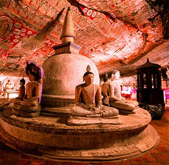 The frescoes & Buddha statues of the Dambulla Cave temple