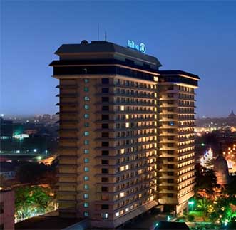 Night Time Elevated View of Hilton Colombo