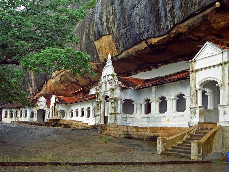 Exterior view of the remarkable Dambulla Cave Temple