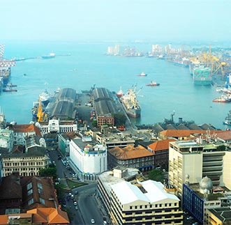 Sky view of Colombo Port & the city